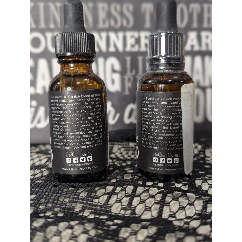5/25 - 2 vials Premium Nature Beard Oil - NEW/SEALED